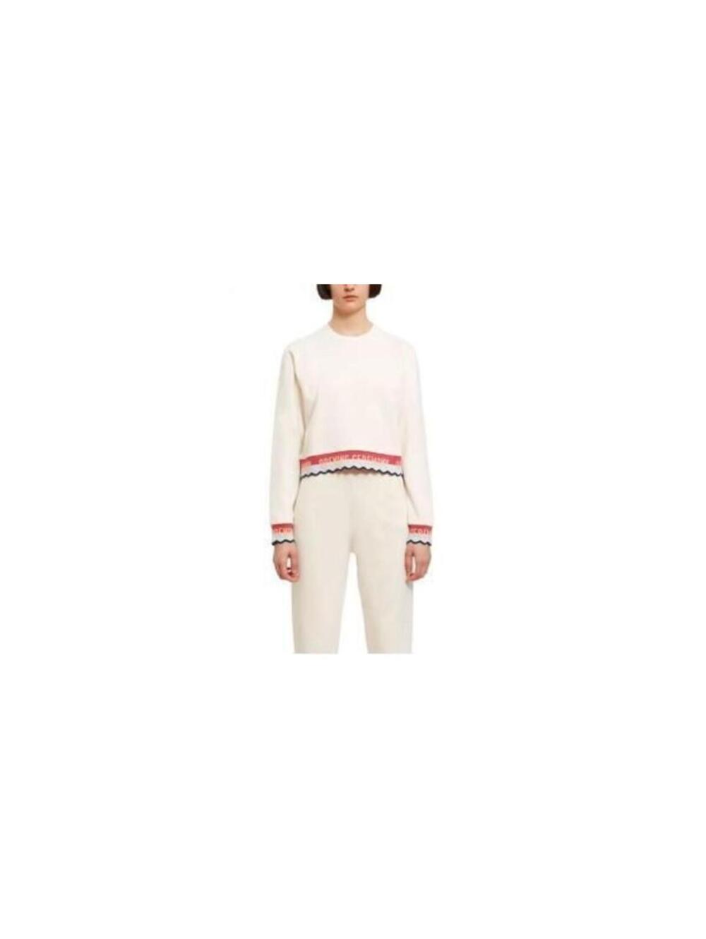 OPENING CEREMONY Women's Scallop Logo Crop Sweatshirt, Cloud, Small